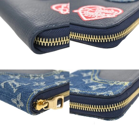 LOUIS VUITTON NIGO Zippy Wallet Vertical Monogram Denim Blue - Picture 8 of 11